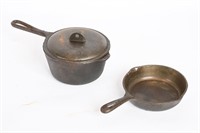 Vintage Cast Iron - 7" Skillet, 2Qt Sauce Pan/Lid
