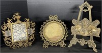 (3) Victorian Style Brass Picture Frames.