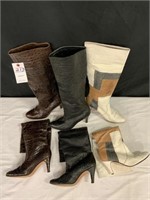 3 Pr Women’s Animal Print Leather Tall Boots