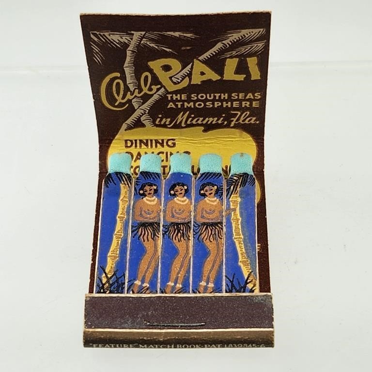 CLUB BALI TIKI HULA GIRL FEATURE MATCHBOOK