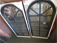2 Black Arch Window Mirrors 13 x 30"