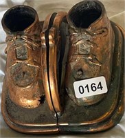 Bronzed Baby Shoe Book Ends