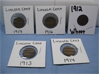 Five Lincoln Head Cents