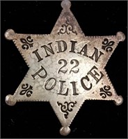 Indian Police #22 Badge Sterling