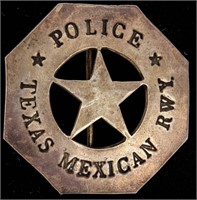 Texas Mexican RWY Police Badge Coin Silver