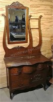 Commode with mirror and double towel bar