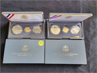 TWO 1991 MOUNT RUSHMORE GOLD AND SILVER PROOF/UNCI