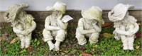 (4) concrete children garden sculptures