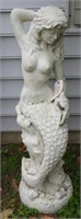 46” nude mermaid concrete garden sculpture/