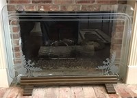 VINTAGE GLASS FIREPLACE SCREEN