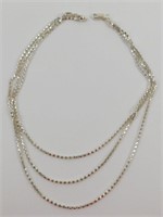 Sterling Silver Multi Strand Necklace - 15 ½”