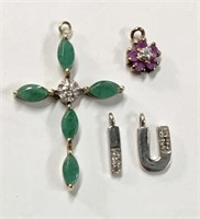 4 Odd Pieces of 10k and Diamond Jewelry