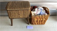 Sewing box, and basket with miscellaneous fabric