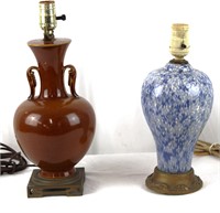 2 Mid-Cent. Ovoid Vase Table Lamps