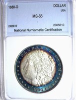 1880-O Morgan S$ NNC MS65 BLUE TONED!!Guide $17500