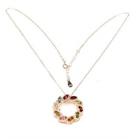 Natural Multi Color Marquise Tourmaline Necklace