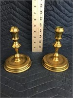 Heavy Brass Candlestick Holders Lot of 2 Marked