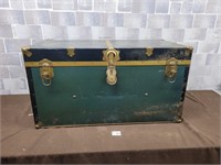Vintage green/blue metal steam trunk