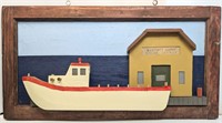 "Murphy's Wharf" Raised Wooden Canadian Folk Art