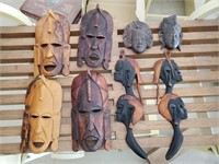 8 Hand Carved Wood Faces