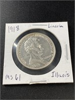 1918 Illinois Lincoln Centennial silver half dolla