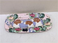 * Lg Beautiful Hand Painted Dog Platter  Ceramic