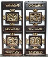 Chinese Carved Wood Cabinet Doors, Antique Pair