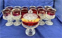 13 pc. King’s Crown Ruby Flashed Glass Set