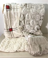 Lot of Crochet Lace Blankets/ Cloths Roses