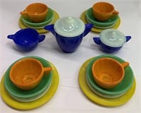 Akro Agate Glass Child's Tea Set