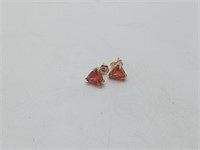 10K Gold Spessartine-Pyrope Garnet Stud Earrings