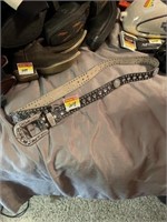 Leather belt with rhinestones