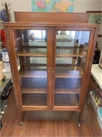 Antique Oak 3 Sided Glass Display Cabinet