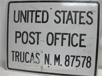 30"x 24" Vtg Metal Trucas Post Office Street Sign
