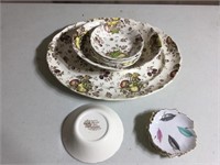 Decorative platter, bowl set, set 4 leaf trinket
