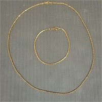 2 - 14K gold pieces - necklace & bracelet - 5.3