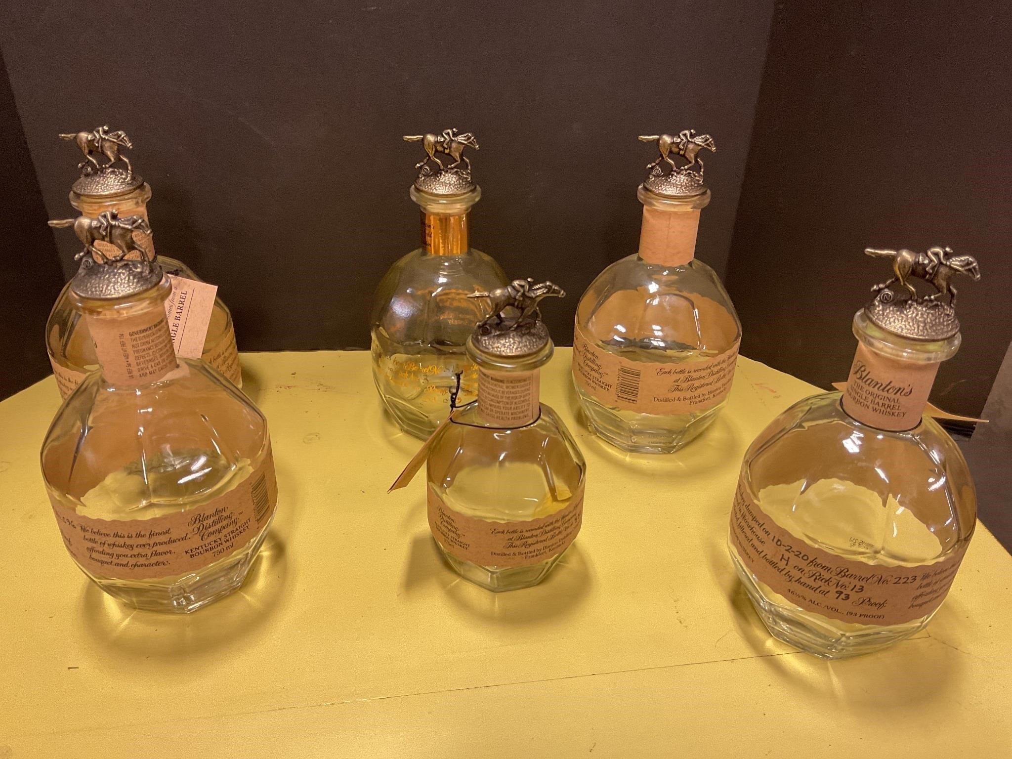 Empty Blanton bottles  letter N