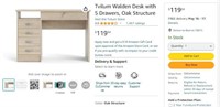 B2932 Tvilum Walden Desk with 5 Drawers