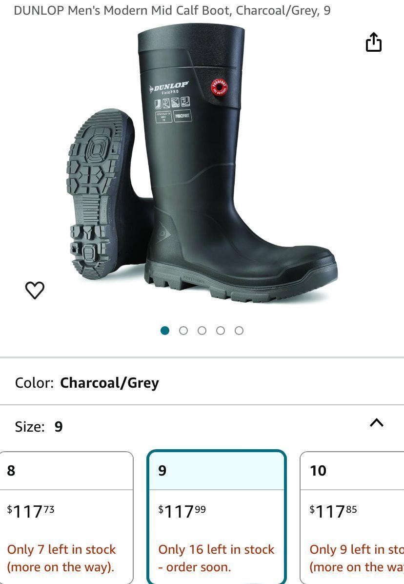 DUNLOP Men's Modern Mid Calf Boot, Charcoal/Grey