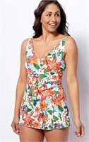 Denim & Co V-Neck Wrap Swim Dress; Size - Plus 18