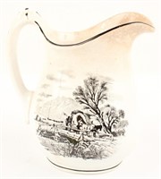 IRONSTONE CHINA PITCHER WITH EQUESTRIAN MOTIF