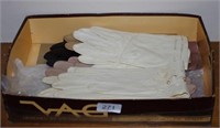 Box of vintage ladies leather gloves