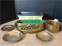 Brass trays, planter and more