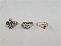 3 Sterling Silver Rings