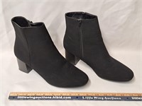 Ladies Suede-Like Zippered  Ankle Boots-9