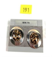 Sterling silver vintage VHC leopard jasper clip