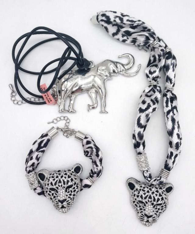 (II) Panther & Elephant Jewelry Lot