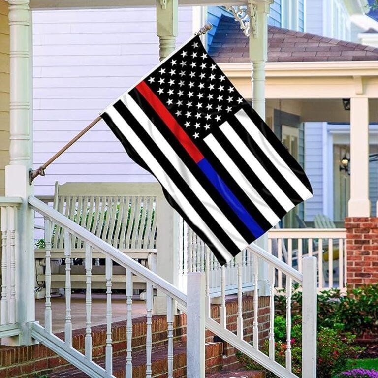 Thin Red Blue Line Flag 3x5 Embroidered Police And