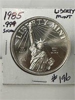 1985 "Liberty Mint" .999 1oz. Silver Round