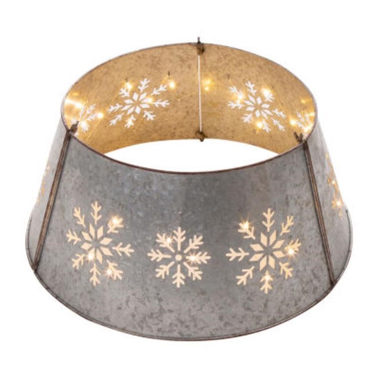 Glitzhome Snowflake Light String Metal Tree Collar